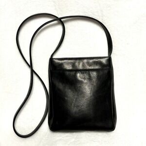 Nine West Black Leather Crossbody Slim Zip Top Shoulder Purse